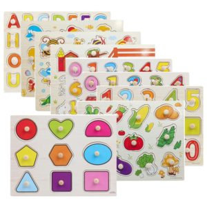 30cm Kid Early educational baby hand grasp wooden puzzle toy alphabet and digit learning education child wood jigsaw