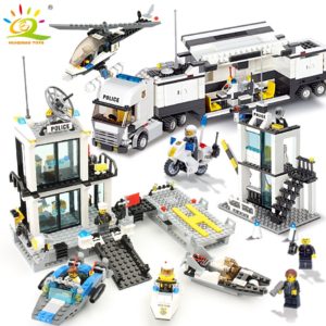 536pcs Building Blocks Police Station Prison Figures Compatible legorreta City Enlighten Brick Toy For Children Truck Helicopter