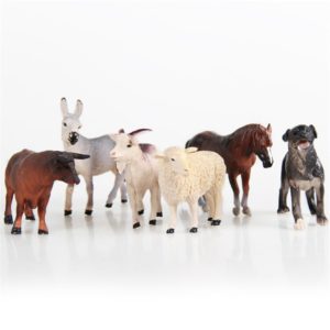 6pcs Simulated Farm Sheep Dog Horse Donkey Ox Cow Set Animals Child Static Plastic Model Set Toys