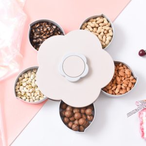 Creative Rotating 5 Grids Lazy Candy Storage Box Flower Petal Shaped Living Room Desktop Organizer Fruit Plate For Nuts Snack