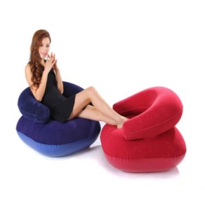 Inflatable Flocked PVC Sofa for Kids Adults Lounge Air Bean Bag Armchair